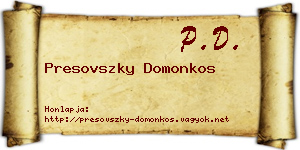 Presovszky Domonkos névjegykártya